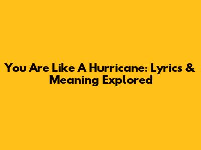 You Are Like A Hurricane: Lyrics & Meaning Explored
